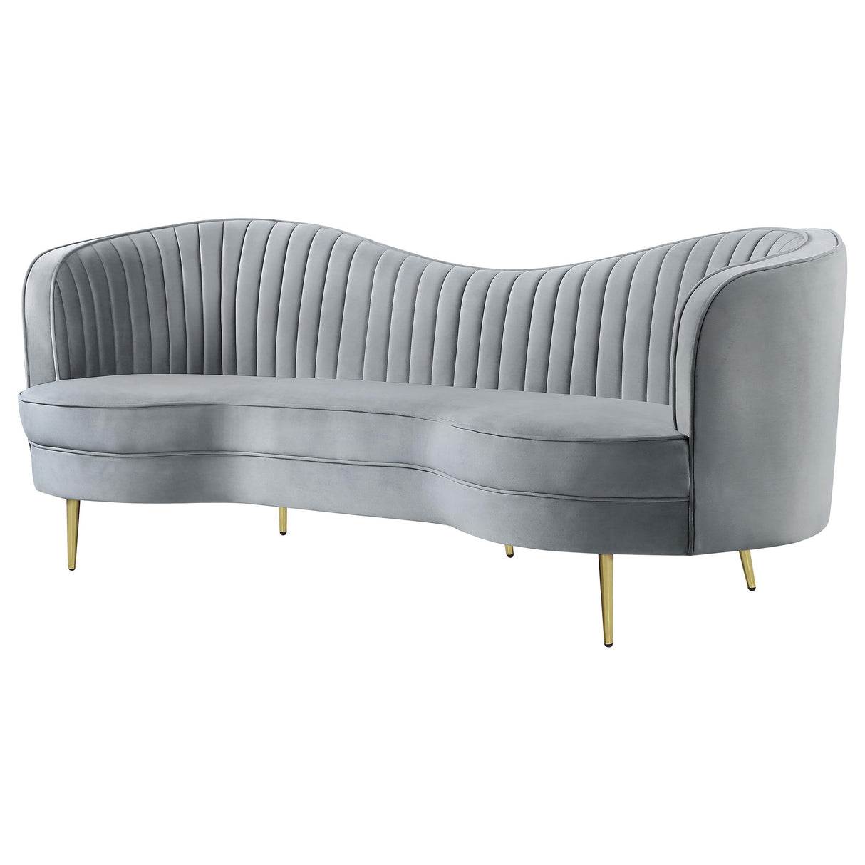 Coaster Home Furnishings - Sophia - Velvet Fabric Upholstered Channel Tufted Stationary Sofa with Inverted Camel Back - Contemporary - Living Room - Gray - 506864 Coaster Fine Furniture