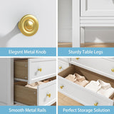 CARPETNAL White Dresser for Bedroom, 7 Drawer Dresser with Wide Drawers and Gold Metal Handles, 55" White and Gold Dresser TV Stand, Modern Dressers & Chests of Drawers for Hallyway, Entryway. CARPETNAL