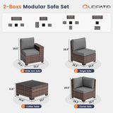 UDPATIO Patio Furniture Set, 8 Inch Armrest Outdoor Sectional Sofa, 6 Piece Wicker Outdoor Furniture Conversation Sets with Waterproof Cover and Coffee Table for Backyard Deck(Brown/Dark Grey) UDPATIO