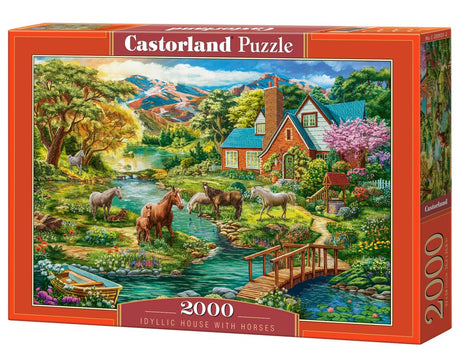 CASTORLAND 2000 Piece Jigsaw Puzzles, Idyllic House with Horses, Landscape, Rural View, Adult Puzzle, Castorland C-200931-2 Castorland