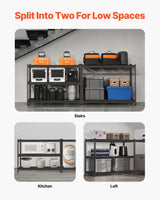 VEVOR Storage Shelves, 2500 lbs, 5 Tier Heavy Duty Garage Shelving, 18" D x 48" W x 72" H Adjustable Metal Shelves for Industrial Shelving Unit Utility Shelf, for Kitchen, Warehouse, Basement, Black VEVOR