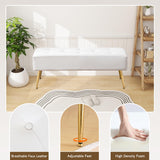 Furnimart Upholstered Tufted White Bench Ottoman with Padded Seat, Footrest Foot Stool with Sturdy Metal Leg, White Leather Bench for Bedroom Living Room Entryway Furnimart