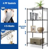 Storage Shelves 4-Shelf Shelving Metal Storage Rack Adjustable Heavy Duty Shelves, 22" L×12" W×42" H,1000 lb Capacity for Pantry, Office, Closet and Garage Shelves，Black Generic