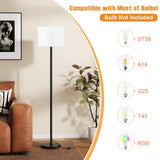 Modern Floor Lamp Simple Design with White Shade, Foot Pedal Switch, 60" Small Tall Lamps for Living Room Bedroom Office Dining Room Kitchen, Black Pole Lamp(Without Bulb) Ambimall