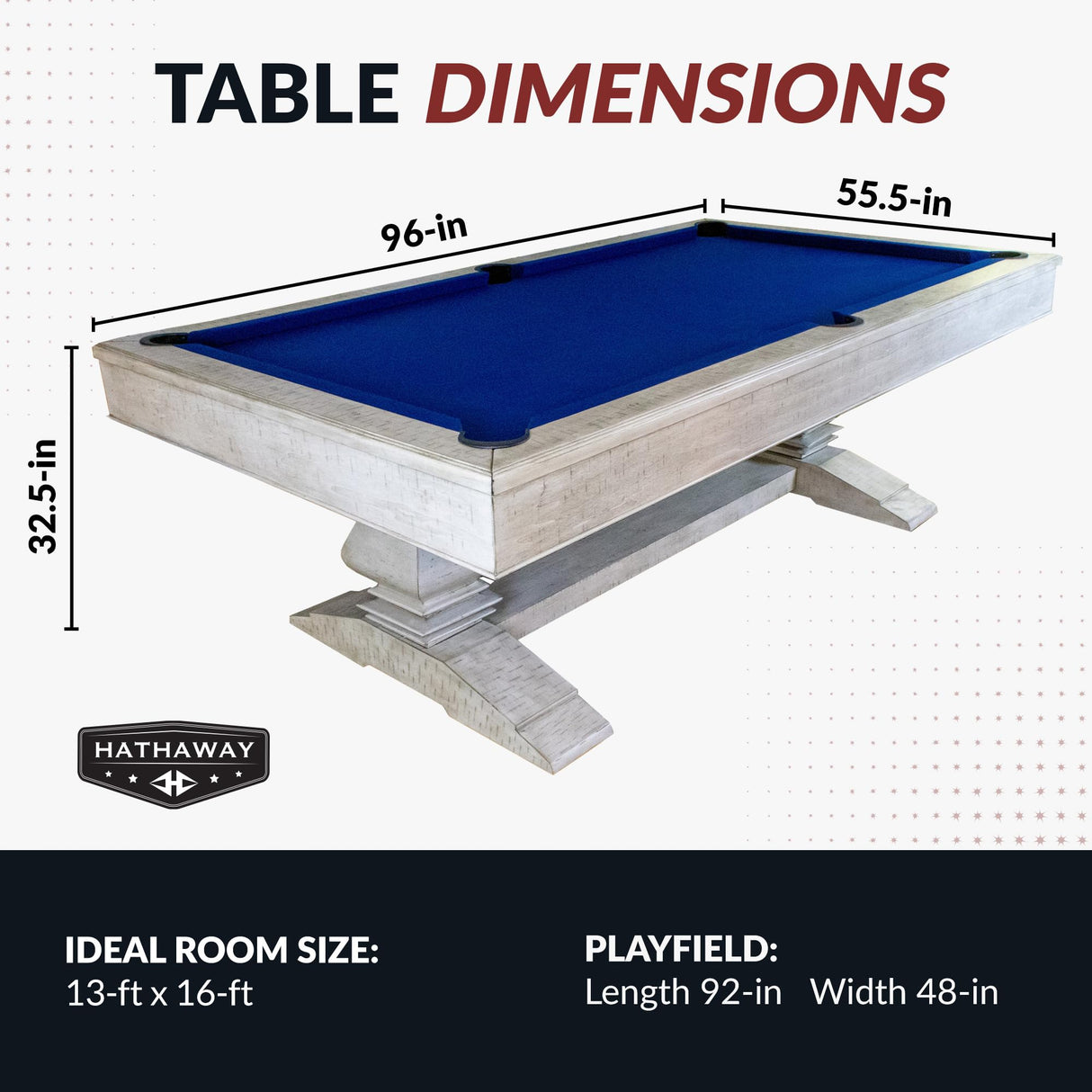 Hathaway Montecito 8 Ft Furniture Pool Table – Includes Cue Sticks, Billiard Balls – Modern Design Perfect for Family, Home, Dining, or Living Room – Blue Felt with Driftwood Finish Hathaway