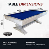 Hathaway Montecito 8 Ft Furniture Pool Table – Includes Cue Sticks, Billiard Balls – Modern Design Perfect for Family, Home, Dining, or Living Room – Blue Felt with Driftwood Finish Hathaway