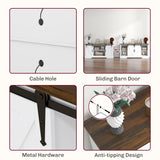 HOMCOM TV Stand Cabinet for TVs up to 65 Inch, Entertainment Center with Charging Station, 59" Farmhouse Media TV Console Table with Sliding Barn Doors, Adjustable Shelves, White HOMCOM