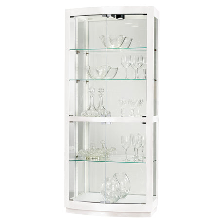 Howard Miller Hubel Curio Cabinet II 549-250 – Gloss White Finish Home Decor, Four Glass Shelves, Five Level Display Case with Halogen Light Switch Howard Miller