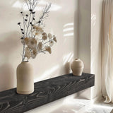 YLYHSST 60" Fireplace Mantel, 3'' Thick Handmade Rustic Solid Wood - Wall Long Floating Shelf with Invisible Metal Bracket, Black YLYHSST