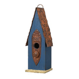 Glitzhome 13.25" H Hanging Birdhouse Retro Blue Distressed Garden Decorative Wooden Bird House for Outdoor Glitzhome