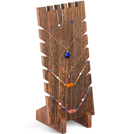 Lolalet Wooden Jewelry Display Series, Necklace Bracelets Earrings Rings Jewelries Stand Freestanding Natural Wood Holder Jewelry Rack for Selling Vendor Store -1 Pack, Necklace Lolalet