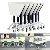 Foldable Conference Room Tables,Flip Top Mobile Training Table,Modern Meeting Table with Silent Wheels,Mobile Conference Tables,47.2 "x23.6 x 29.5 Meeting Room Table for Office Training (6pack) LKATOR