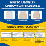 AAAAAcessories D-Shaped 2'' Thick Chair Cushions, Removable, Machine Washable Cover and Ties, Chair Pads for Indoor Dining Room and Kitchen Chairs, 17'' x 16'', Set of 4, Beige AAAAAcessories