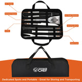Commercial Chef 10PC BBQ Grill Tool Set – Outdoor Smoker Grilling Accessories, with Carry Bag, Meat Skewers, Spatula, Tongs, Fork, Basting Brush - Gifts for Men Commercial CHEF