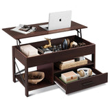 WLIVE Lift Top Coffee Table, 39" Coffee Table with Storage Drawers, Hidden Compartment, Wooden Lift Tabletop Center Table for Living Room, Home, Rustic Oak WLIVE