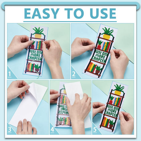 ACRNIGHEET 6PCS Cross Stitch Bookmark Kits Bookshelves Words Pattern Counted Cross Stitch Kits for Beginners Adults DIY Stamped Embroidery Bookmarks with Instructions Hand Embroidery Craft Gift ACRNIGHEET
