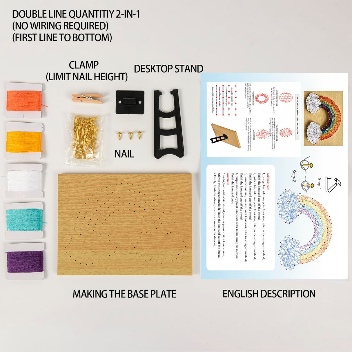 CraftMelonMelon DIY 3D String Art Kit for Adults Beginners - Rainbow Cloud Craft Kit- Beginner to Advanced Crafters, Unique Home Wall Decorations Gift，Art Crafts(5.91 inches * 7.87 inches) CraftMelonMelon