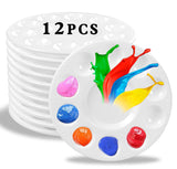 12pcs Plastic Art Palette Tray – Perfect for Adults & Kids Painting, DIY Crafts, Home Parties, Kindergarten Activities, and Classroom Use, White Paint pallets HYL.LL&RQ