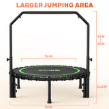 BCAN Adult Mini Trampoline, 40" Fitness Trampoline with Bungees, U Shape Adjustable Foam Handle, Stable & Quiet, Indoor Outdoor Workout-Green BCAN