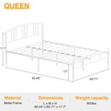 VECELO 14 inch Queen Bed Frame White Beds Metal Platform Mattress Foundation with headboard Footboard Steel Slat Support/No Box Spring Needed/Easy Assembly VECELO