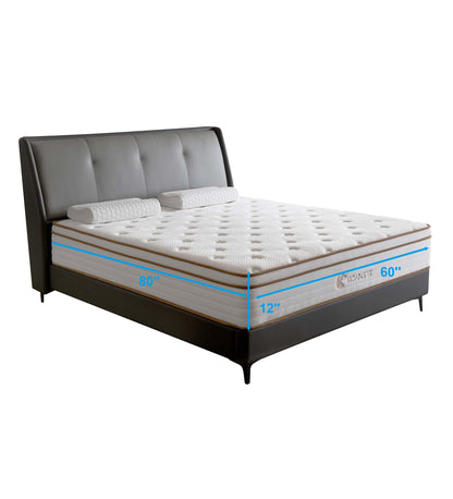 KOANTTI Queen Mattress,12 Inch Memory Foam Hybrid Mattresses in a Box with Individual Pocket Spring,for Pressure Relief & Motion Isolation Queen Size Mattress,CertiPUR-US.