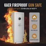 KAER 20 Gun Safe Fireproof - Biometric Gun Safe for Rifles and Pistols Fire Proof, Long Rifle Safe Large Gun Cabinet for Shotguns with Digital Keypad, Removable Gun Racks, Pistol Pockets KAER