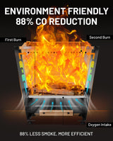 LEGACY HEATING Cyberpit One 20 inch Smokeless Fire Pit, w/Pull-Out Ash Pan, Portable Outdoor Firepits, Carry Handle for Backyard Patio Camping Bonfire, Stainless Steel, Black LEGACY HEATING