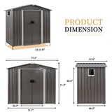 Vongrasig 6x4 FT Outdoor Storage Shed, Metal Garden Shed Clearance with Window and Lockable Door, All-Weather Sloping Roof Tool Shed for Backyard, Patio, Grey Vongrasig