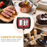 BOMATA Candy Thermometer with Pot Clip, Instant Read Cooking Thermometer with 8" Long Probe, Rotating Display, for Candy Making, Food, Candle Making, Liquids, Water, Baking, Sugar, Grilling. Black BOMATA
