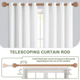 HTZON 2 Pack Wood Curtain Rods for Windows 28 to 48 Inch,1 Inch Wood Grain Ball Adjustable Curtain Rod,Boho Heavy Duty Curtain Rods,Farmhouse Rustic Window Curtains Rods,Brown Drapery Rods Set 18-45" HTZON