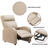 JUMMICO Recliner Chair Adjustable Home Theater Single Recliner Sofa Furniture with Thick Seat Cushion and Backrest Modern Living Room Recliners (Leather, Beige) JUMMICO