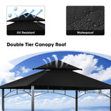 Grill Gazebo Canopy, 8'x 5' Outdoor BBQ Gazebo Shelter, Patio Double Tiered Tent for Barbecue and Picnic, Black TANGJEAMER