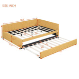 Harper & Bright Designs Full Size Upholstered Daybed with Trundle, Daybed with Wood Slats, Linen Fabric Sofa Bed Frame for Living Room Bedroom (Full, Yellow) Harper & Bright Designs