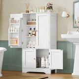 TEENFON 43'H Pantry Cabinet with 4 Doors, Kitchen Cabinet with 6 Door Shelves, Kitchen Pantry for Living Room, Dining Room, Bathroom, White TEENFON