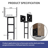 TPSHKE 8 Pack U Shape Post Anchor, 4"x 4" Post Base for Concrete, Design Patent Product, 11 Gauge 3 mm Thickness Galvanized Black Pergola Deck Bracket with Screws(Inner Dia 3.6x3.6) TPSHKE