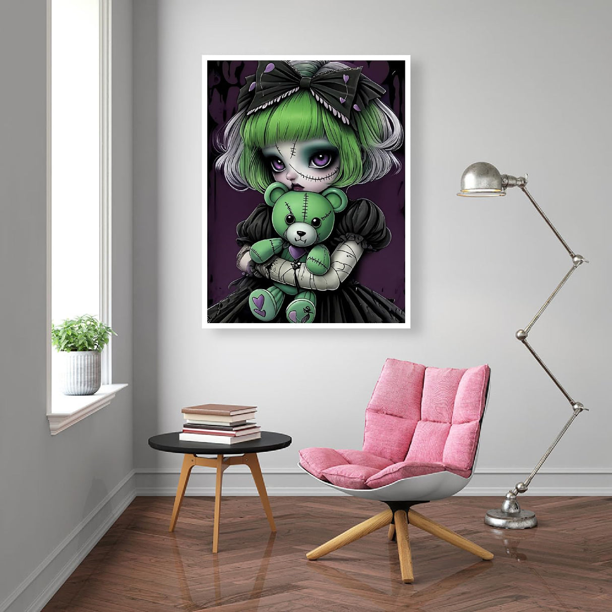 cdjlddww Gothic Diamond Painting Kits for Adults, 5D Diamond Art Kits for Beginners, DIY Bear Round Full Diamond Gemstone Art Rhinestone Painting for Wall Decor 12X16 inch cdjlddww