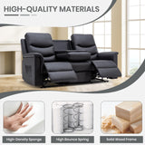 Consofa Reclining Sofa, 3 Seater Recliner Sofa with Flipped Middle Backrest,Cup Holder, Loveseat Recliner Sofa PU Leather Manual Reclining Couch for Living Room, Home Theater Seating Consofa