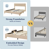 Allewie King Size Beige Upholstered Bed Frame with Adjustable Headboard and Sturdy Wood Slats Allewie