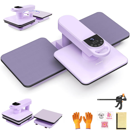 Whubefy Dual Auto Heat Press Machine 15x15, 360° Swing Away Smart T-Shirt Printing W/Auto Release & Auto-Off, Adjustable Pressure & Higher Heating Height for HTV, Sublimation, Heat Transfer Projects Whubefy