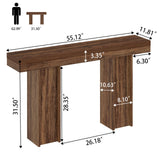 55Inch Farmhouse Console Table,Wooden Rectangular Sofa Table Behind The Couch,Entryway Console Table with Storage for Living Room, Hallway,Entrance (Light Brown) Tarnorci
