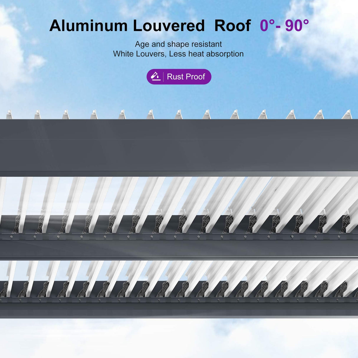 PURPLE LEAF 11' x 15' Adjustable Louvered Pergola with Drainage System Aluminum Outdoor Pergola with White Sun Shade Roof Hardtop Gazebo Metal Patio for Deck Backyard Garden PURPLE LEAF