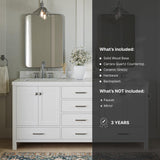 ARIEL Cambridge 72" White Double Vanity, 1.5" Edge Carrara White Quartz Countertop & Splash, Rectangular Sinks, 4 Soft Closing Doors, 6 Full Extension Dovetail Drawers, Brushed Nickel ARIEL