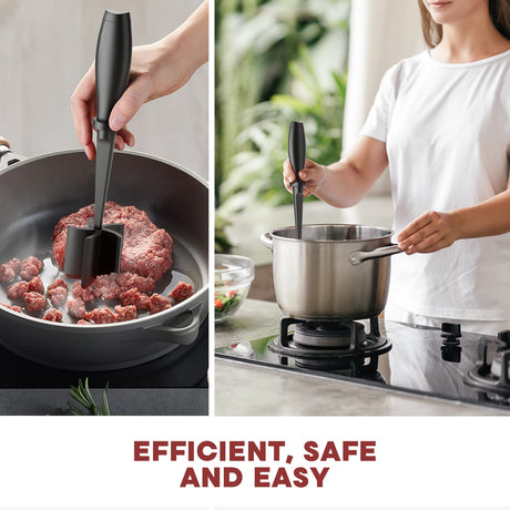 Meat Chopper for Hamburger, Premium Heat Resistant Masher and Smasher for Ground Beef, Ground Turkey and More, Nylon Ground Beef Chopper Tool and Meat Fork, Non Stick Mix Chopper PGYARD