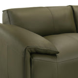 Tanner 74 in. Leather Loveseat with Padded Arms in Green or Khaki Armen Living