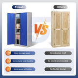 Yizosh Metal Garage Storage Cabinet with 2 Doors and 5 Adjustable Shelves - 71" Steel Lockable File Cabinet,Locking Tool Cabinets for Office,Home,Garage,Gym,School (Gray Blue) Yizosh