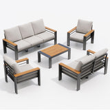 Aluminum Outdoor Patio Furniture Set, 7 Seats Outdoor Sectional with Coffee Table, Patio Conversation Sets with Upgraded Armrests and Cushions for Backyard, Garden and Poolside Aoxun