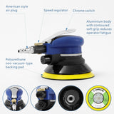 5 inch Air Random Orbital Sander for Auto Body Work, Pneumatic Palm Sander with 10 Polishing Sponge & Wool Pads, 10 Sandpapers (5 Inch Kit) UPWOOD