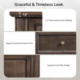 VINGLI 47" Tall Dresser 5 Drawer Chest of Drawers, Wood Dresser for Bedroom, Brown Chest Dressers Wooden VINGLI