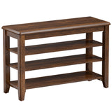 Taitiy Shoe Bench Storage Rubberwood, Entryway Bench with 3-Tiers Height Adjustable, Shoe Rack Front Door Entrance Organizer for Hallway Living Room, Mudrooms, Walnut,31.5" Taitiy