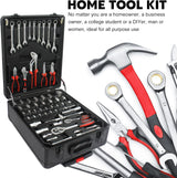 899 pcs Aluminum Trolley Case Tool Set, Removable Portable Hand Toolbox Set with 4 Drawers and Wheels for Household Repairs, Auto Maintenance, Construction, Garden (Black) Fetuero